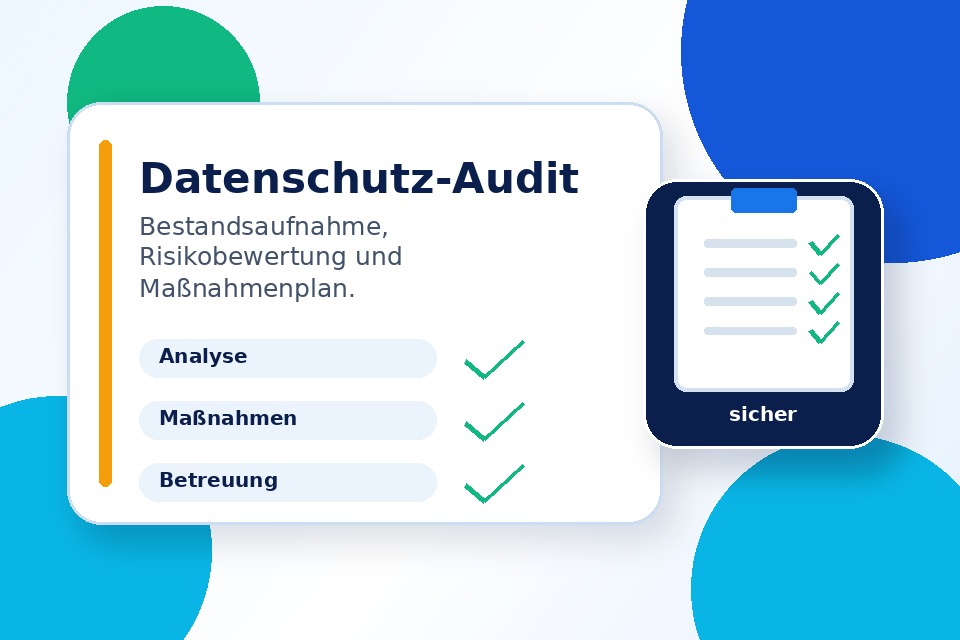 Symbolbild Datenschutzaudit mit Auswertung und Lupe